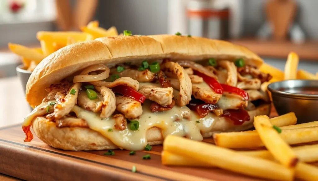 Chicken Philly Cheesesteak sandwich with grilled chicken