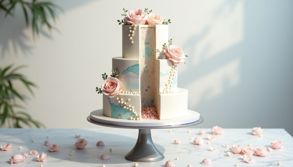 Creative gender reveal cake ideas with pink and blue decorations and surprise fillings