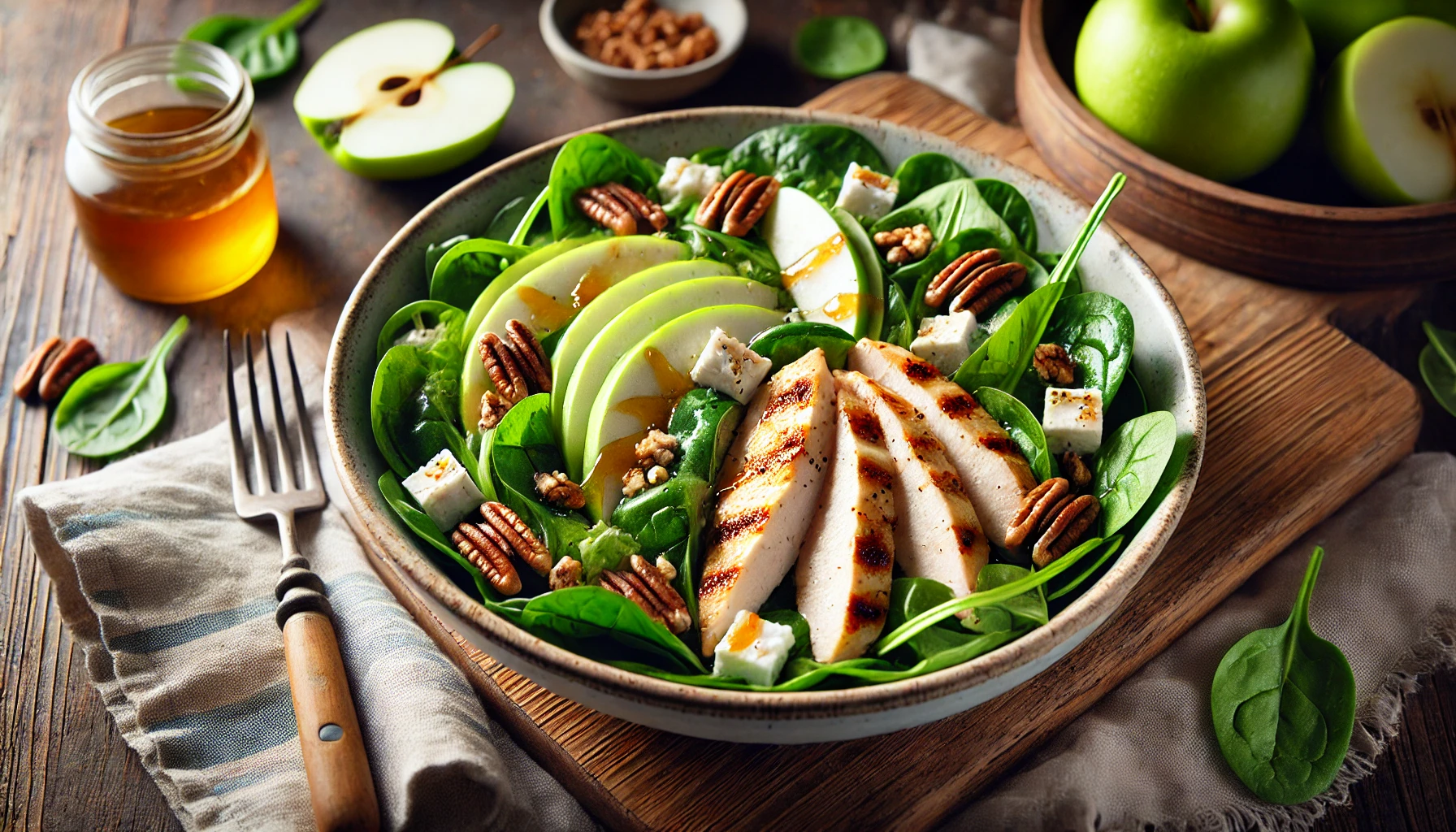 Easy Salad with Apple Feta and Chicken